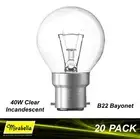 20 x 40W Clear Fancy Round Light Globes Bulbs Lamps Incandescent Bayonet Cap B22