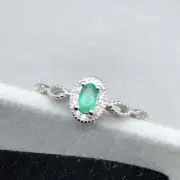 Dainty Emerald Ring Oval Gemstone Ring Ring for Women 6-11 Ring Size