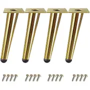 Lertenys Set Of 4 Oblique Cone Table Legs 10cm Height Iron Furniture Support Legs With Screws - Gold