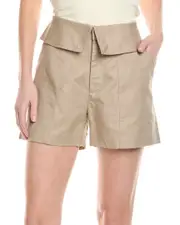 FRAME Foldover Linen-Blend Short 00 Beige