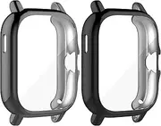 Chofit Cases intended for Amazfit GTS 3 Case, Screen Protector Film TPU Plated Protective Case Cover Armor Shell intended for GTS 3 Smartwatch (Black+Gray)