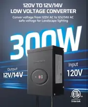Dewenwils HOSL05A Black Indoor Outdoor 300 Watt Low Voltage Transformer