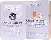 LA PURE Snail Regeneration Korean Facial Mask (pack of 10) 100% Pure Cotton Cupra Sheet Mask, Anti-Aging, Anti-Wrinkle, Hydration Mask, Snail Secretion Filtrate 7000ppm For Deep Moisturizing