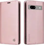 YBFJCE Case for Google Pixel 7a PU Leather Wallet Cover,Flip Folio Case with Card Holders,Magnetic Phone Cover Compatible with Google Pixel 7a,Rose Gold