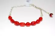 Amber Bracelet Silver String Bracelet Genuine Red Caribbean Amber Beads