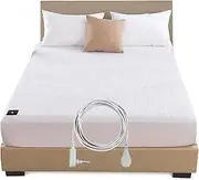 CHIAOCHUTTY Grounding Fitted Sheet with Conductive Grounding Cable, Conductive Grounded Mat for Better Sleep, Wellbing, Sleep Assits, Snore Relief, Anxiety Relaxtion (White, King)