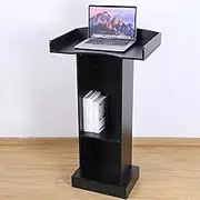 BEQUZON Black Podium Stand for Lectern, Presentation, Church, Classroom, Shelf Adjustable
