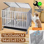 37" Foldable Metal Dog Crate, Large Pet Kennel for Cats & Puppies 30''Cage