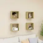 Sonoma Oak Wall Cube Shelves Set of 4 Modern Storage Units 26x15x26 cm