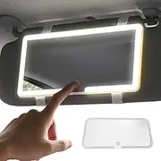 Mirror for car sun visor, car mirror with LED lighting, car mirror, make-up mirror, 3 lights, rechargeable scratch-resistant mirror, sun visor, dimmable make-up mirror with tou