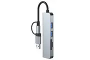 5in1 USB C Hub Aluminum with 1 SD Memory Port, 1 microSD Card Reader,1 USB 3.0 Ports, 2 USB 2.0 Port, USB Hub Compatible for MacBook,Laptop,Computer,iMac,iPad and More(Gray)