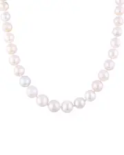 Splendid Pearls Rhodium Plated Silver 11-13mm Pearl Necklace