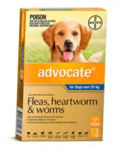 Advocate for Dogs Large Flea Worm & Heartworm Treatment over 25 kg 3 pack