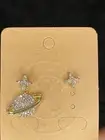 Asymmetrical Planet and Star Rhinestone Earrings Gold Outer Space Studs S925
