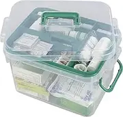 Qsbon Clear Storage Box Container, Family First Aid Box Medicine Box Organizer