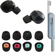Tzylomirx 4 Pair Replacement Ear Tips for Sony WF-1000XM5, WF-1000XM4 Earphone with 5 in 1 Cleaner Kit, Includes Silicone Earbuds Buds Set and Cleaner Kit (Black)