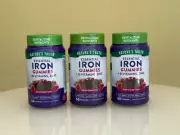 Three containers of Nature's Truth Iron Gummies, 60 ct each. Exp 2/26
