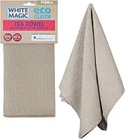 White Magic Tea Towel Single Pack, Pebble – Recycled Plastic Ultra Absorbent Microfibre, 70x50cm, Lint-Free, Quick-Drying, Durable & Stylish Kitchen Towel, Multi-Purpose Use, Easy Care