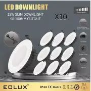 10/30 PACK 13W LED DIMMABLE DOWNLIGHTS Tri COLOUR OPTIONS 90MM CUTOUT FLAT IP44