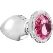 Adam &amp; Eve Large Pink Gem Glass Anal Plug