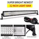 32INCH LED LIGHT BAR Tri Row Spot Flood Combo Truck Offroad 4WD ATV SUV + Wire