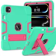 MCC Stylish Shockproof iPad Pro 13" 2024 M4 Case Cover Kids Apple 7th Gen [Light Blue+Magenta]