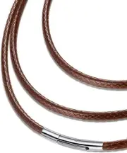 Flexible Waterproof Braided Leather cord Chain 20 inch-3MM width, Brown