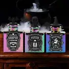 NEW Halloween Iridescent Glass Mini Potion Bottle Set WITCH'S BREW POISON VENOM