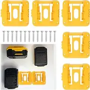 5Pcs Battery Holder Compatible with M18 18V Battery Wall Mounted Battery Storage Bracket Plastic Battery Mount Hanger Battery Hanging Organizer Holder with Screw for Battery (Yellow for 18/20V)