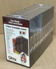 Glory 10 Pack Video Cases Brown VHS Beta Cassette Tape Storage Case Clamshell ⭐️