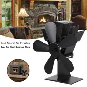 5 Blades Heat Powered Stove Fan Wood Log Burner Fireplace Fuel Saving Eco,