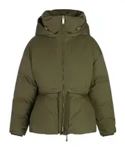Alexander McQueen Peplum Drawstring Waist Puffer Jacket IT40,IT38 Military Green