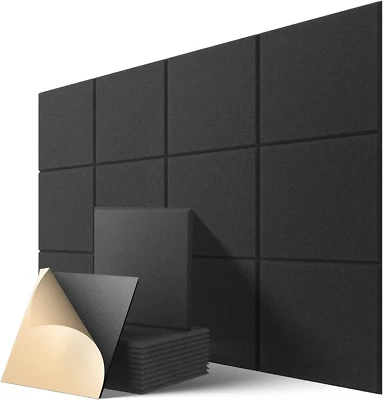 22 Pack Self-Adhesive Acoustic Panels, 12" X 12" X 0.4" High-Density Sound Proof