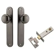 Cambridge Knob Oval Backplate Passage Kit Distressed Nickel