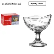 2 x Glass Dessert Cup Ice Cream Sundae Dessert Fruit Pudding Serving Bowls 150ml