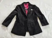 Playboy Bunny Ladies Black Velour Single Button Front Blazer Jacket Size 10 New