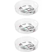 3x Boxsweden 30cm Crystal Round Turntable Kitchen Storage Container Organiser