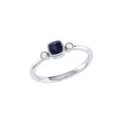 LuvMyJewelry Cushion Cut Sapphire & Diamond Birthstone Ring in 14K Gold in White Gold at Nordstrom, Size 8