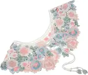 [GAROZATION] Women's Shirt Fake Collar Embroidery Detachable Floral Collar Soft Polyester Modern Design