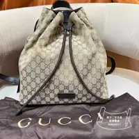 在飛比找蝦皮購物優惠-GUCCI 老花logo抽繩包 449175 雙肩包 男女同