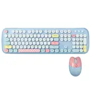 ANYMOB Bluetooth Keyboard And Mouse Combo Set Blue Retro Design Wireless Soft Touch Keys