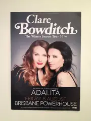 CLARE BOWDITCH + ADALITA 2014 Australian Tour Poster A2 BRISBANE Powerhouse Only