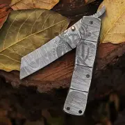 Beautiful handmade full Damascus folding/pocket knife liner lock for outdoor