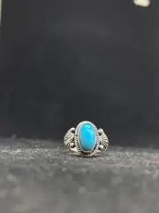 Handmade Native American Navajo king man turquoise Sterling Silver ring Size 6