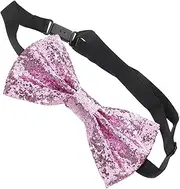 [SAFIGLE] Men's Adjustable Bow Tie Faux Leather Sparkly Sequin Tie for Formal Events Parties Performances