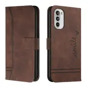 Closure Case with Flip Wallet Stand Function Cover for Moto G52 - Brown