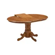 Linaria Extendable Dining Table 150cm Pedestral Stand Solid Rubber Wood - Walnut