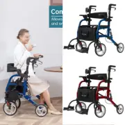 OEM ELENKER 2 in 1 Deluxe Medical Aid Rollator Walker Rolling Walking Wheelchair