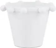 Mud Pie Dotted Rim Beaded Planter, 5" x 5 1/2" dia, WHITE