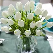 30 Pcs Artificial Tulip Flowers Real Touch Tulips Fake PU Tulip Flower Bouquet for Home Wedding Party Office Decor(Pure White)